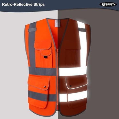 JKSafety Safety Vest for Men Women Reflective Hi Vis JK150 Orange XL - Image 4