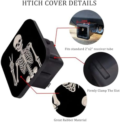 Human Skeleton Car Rear Hitch Covers Cute Rock and Roll Skeleton Skull Square - Image 3