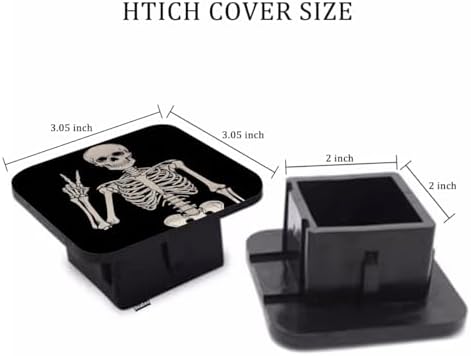 Human Skeleton Car Rear Hitch Covers Cute Rock and Roll Skeleton Skull Square - Image 2
