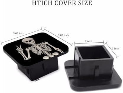 Human Skeleton Car Rear Hitch Covers Cute Rock and Roll Skeleton Skull Square - Image 2