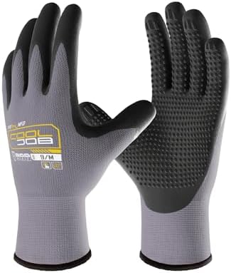 COOLJOB 3/6/12 Pairs Nitrile Rubber Dipped Nylon Safety Work Gloves by COOLJOB