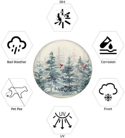 Winter Teal Blue Pine Tree Spare Tire Cover Red Bird Decor Waterproof Wheel - Image 5