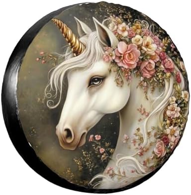 Gold Floral Horse Spare Tire Cover by TZBVTAU