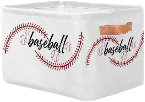 AUUXVA Storage Basket Baseball Stitches Storage Cube Box Sport Baseball Basket - Image 2