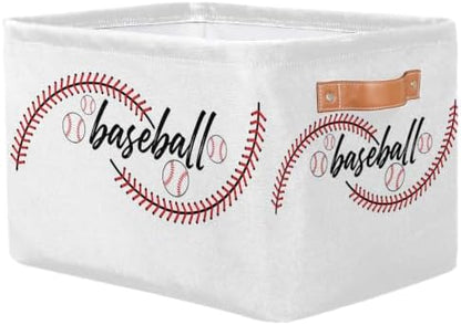 AUUXVA Storage Basket Baseball Stitches Storage Cube Box Sport Baseball Basket - Image 2