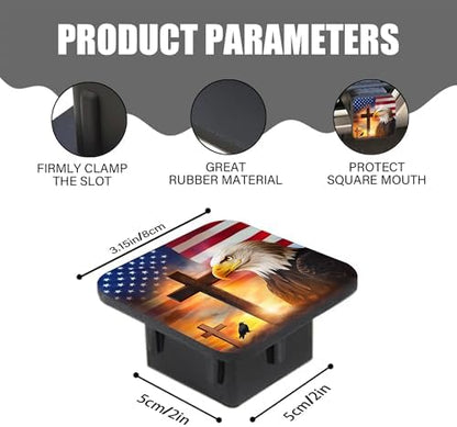 Three Crosses American Flag Hitch Receiver Cover 2" Eagle Trailer Hitch Cover - Image 2