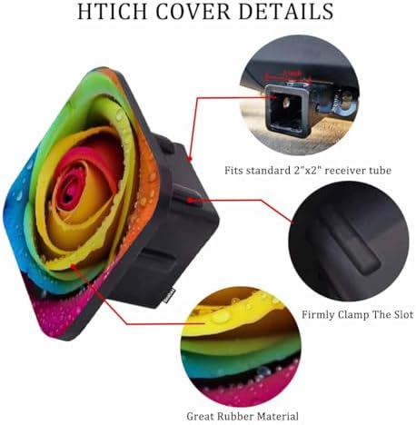 Trailer Hitch Receiver Covers Rose Hitch Cover Protector, Rainbow Rose Petals - Image 3