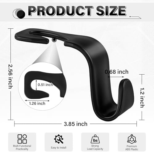 SINGARO 4 Pack Car Seat Headrest Hooks, Vehicle Back Seat Hanger Storage - Image 2