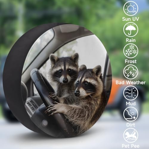 Raccoon Funny Animal Spare Tire Cover Waterproof Dust-Proof Spare Wheel Covers - Image 3