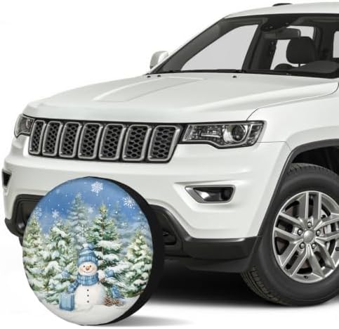 Snowman Spare Tire Cover for RV Trailer, Winter Snowflakes Waterproof Wheel - Image 2