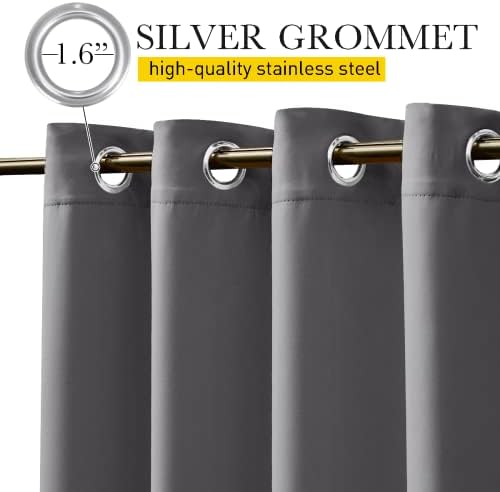 NICETOWN 2 Panels Outdoor Curtains Waterproof Fixed Bottom W52xL95 Grey - Image 4