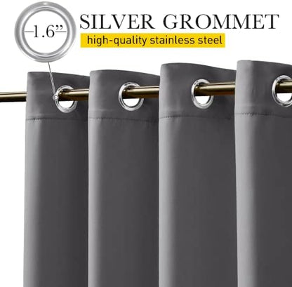 NICETOWN 2 Panels Outdoor Curtains Waterproof Fixed Bottom W52xL95 Grey - Image 4