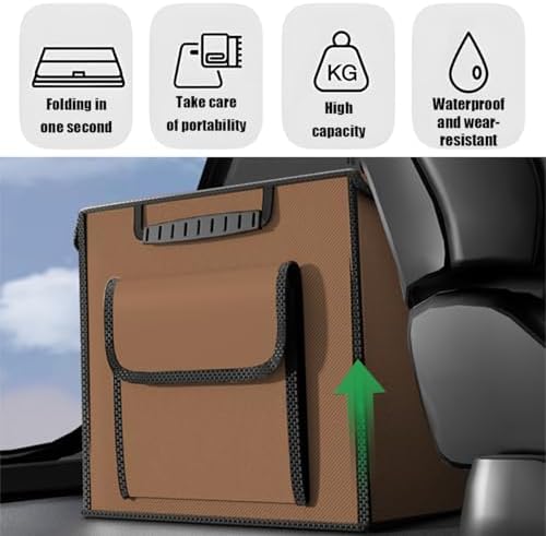 Car Trunk Organizer with Lid Collapsible Oxford Cloth Coffee - Image 5