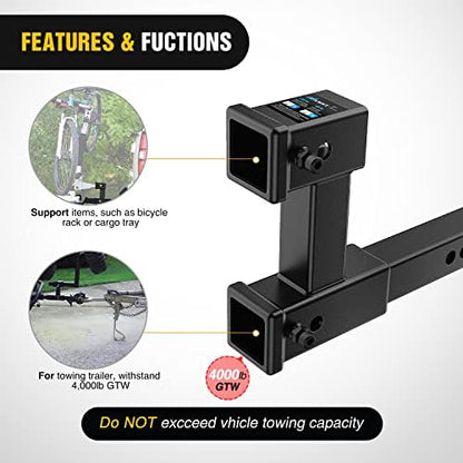 Nilight Dual Hitch Extender to 10", Rise Drop 7-1/2 inch w/Hitch Tightener - Image 6