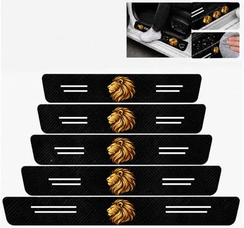 5PCS Lion Car Door Sill Protector, Carbon Fiber Leather Sill Stickers by TnLnYn