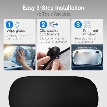 Foldable Car Rear Window Sun Shade, 39.37x19.76 Inch Universal Back Window - Image 2