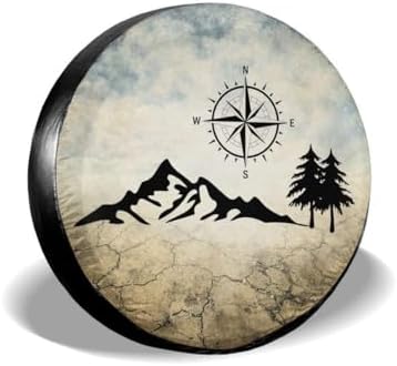 Nature Mountain Compass Spare Tire Cover Wheel Protectors Weatherproof Universal by cozipink