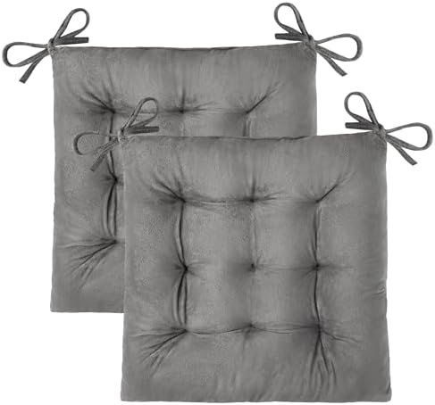 OVOV 2 Pack Chair Cushions for Dining Chairs 15.5"x15.5" Light Grey by OVOV