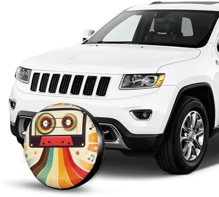 Spare Tire Cover，Retro Disco Tape Camper Spare Tire Cover Waterproof Sun - Image 4