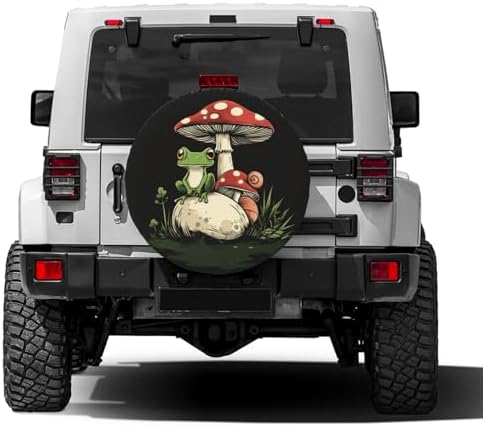 Mushroom Green Frog Spare Tire Cover Dust-Proof Wheel Tire Cover Fit Trailer - Image 2