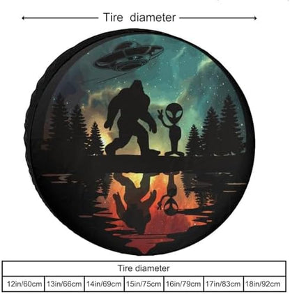 Sasquatch Bigfoot Trees Forest 6 Tire Covers, Dust-Proof Weatherproof Wheel - Image 3