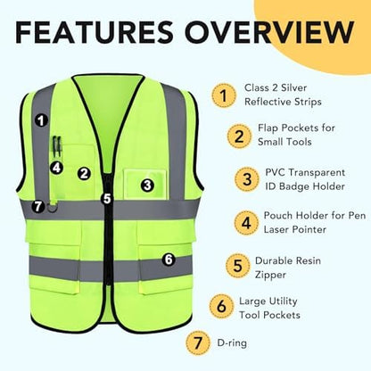 XPCARE Reflective Safety Vests For Women Men, High Visibility Security Vest - Image 3