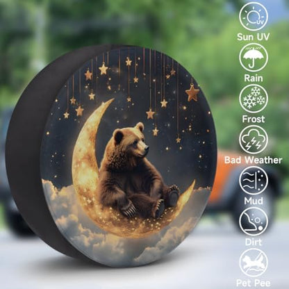 Spare Tire Cover for RV Trailer, Moon Bear Waterproof Sun Leather Wheel Cover - Image 3