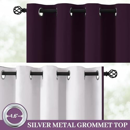 Yakamok Dark Purple 100% Blackout Curtains 84 Inches Long 50" Wide 2 Panels - Image 2
