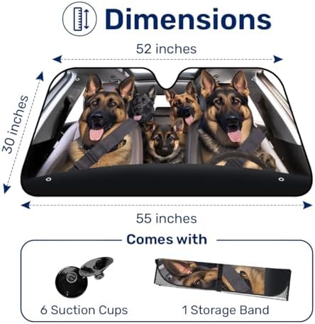 GENANY German Shepherd Trio Windshield Sun Shade 55 x 30 Inch - Image 2