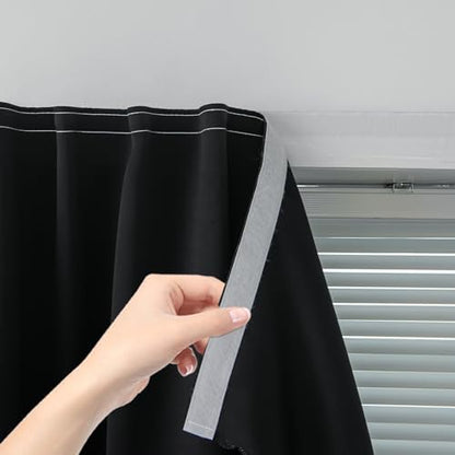 Adhesive Blackout Curtains- Self Stick Shades Window Blinds Curtains No Rod by Sovtfides