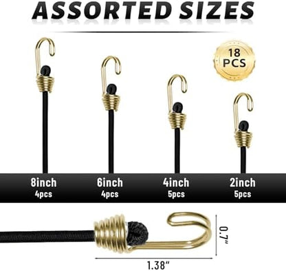 Small Bungee Cords with Hooks 18 Pack - Image 2