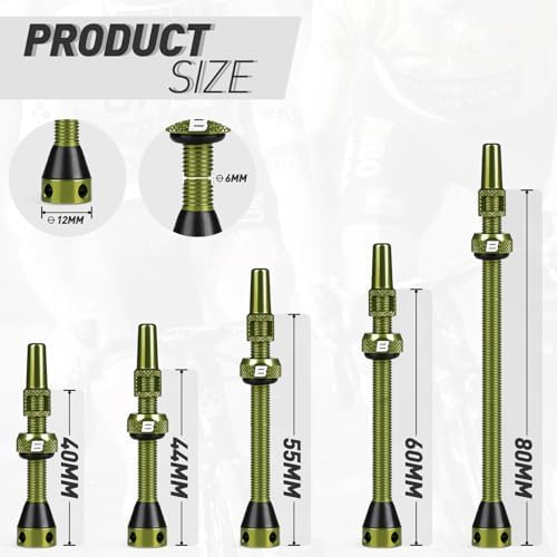 BWSHLF Tubeless Presta Valve Stem 40/44/55/60/65/80/100 mm, Super Light Alloy - Image 5