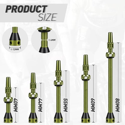 BWSHLF Tubeless Presta Valve Stem 40/44/55/60/65/80/100 mm, Super Light Alloy - Image 5