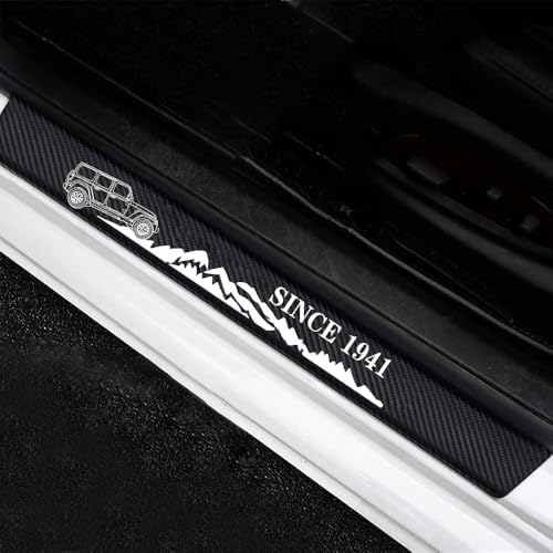 4 Pieces Car Door Sill Protector, Carbon Fiber Threshold Anti-Scratch Sticker - Image 2