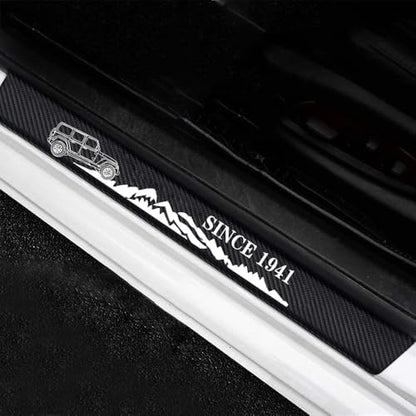 4 Pieces Car Door Sill Protector, Carbon Fiber Threshold Anti-Scratch Sticker - Image 2