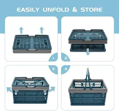 VALESKA 17" Plastic Milk Crate, 33L Collapsible Crates - Image 4