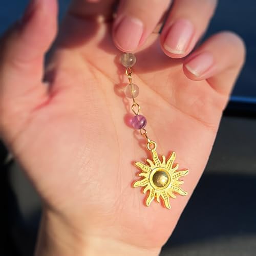 Car Rear View Mirror Accessories Sunny Hanging Ornament, Chakra Rearview Decor - Image 3