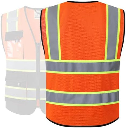 JKSafety Safety Vest for Men Women Hi Vis Reflective Vest JK220 OBlack S - Image 2