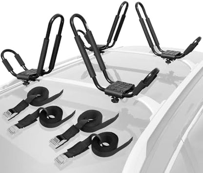2 Kayak Roof Rack Carrier Boat Ski Surf Roof Mount Car Cross J-Bar Rack - Image 2