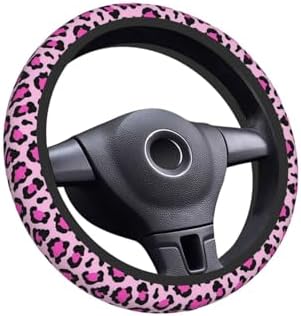Elastic Steering Wheel Cover, 15 Inch Non-Slip Pink Leopard Printed by Unknown