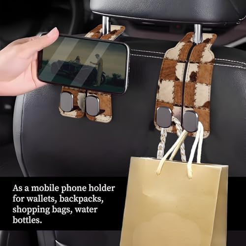 Car Seat Headrest Hook, Universal Leather Cute Hanger Holder Hook, Storage - Image 2