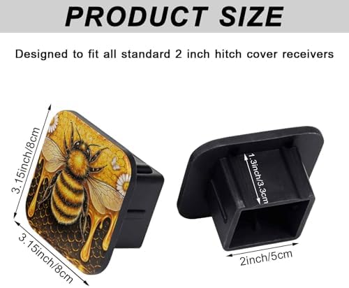 2 Inch Cute Honey Queen Bee Trailer Hitch Cover Rubber Receiver Tube Plug Cap - Image 2