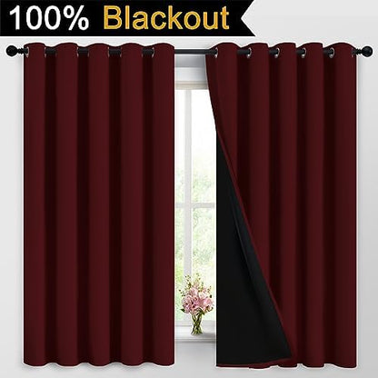 Yakamok Burgundy Red Blackout Curtains 63 Inches Long - Image 2
