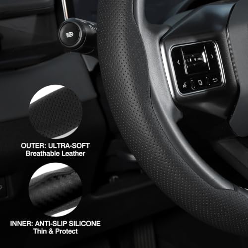 Microfiber Leather Steering Wheel Cover, 14.5-15 inch - Image 5