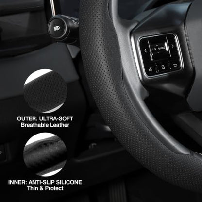 Microfiber Leather Steering Wheel Cover, 14.5-15 inch - Image 5