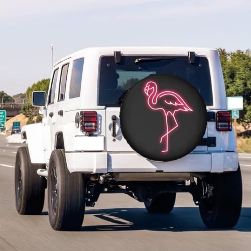 Pink Flamingo Spare Tire Cover Dust-Proof Wheel Tire Cover Fit Trailer - Image 3