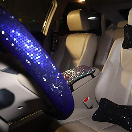 Bling Steering Wheel Cover for Men Cool Car Sparkly Blue Rhinestone 15 Inch - Image 5