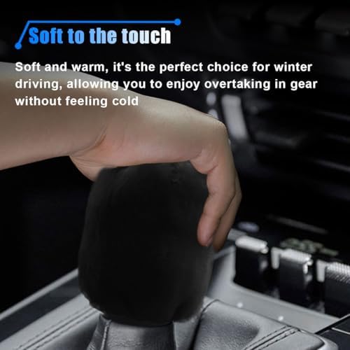 2PCS Plush Car Gear Shift Knob Cover & Handbrake Cover, Soft Fluffy Shift Knob - Image 5