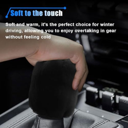 2PCS Plush Car Gear Shift Knob Cover & Handbrake Cover, Soft Fluffy Shift Knob - Image 5