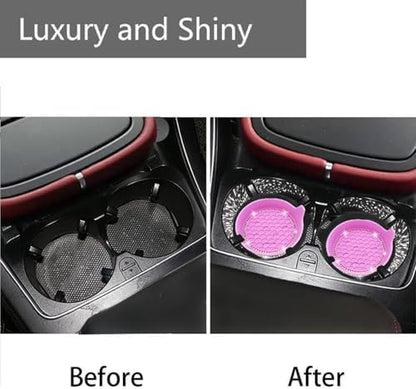 NBTEPEM 4pcs Bling Car Cup Holder Coaster, 2.75 inch Anti-Slip Shockproof - Image 4